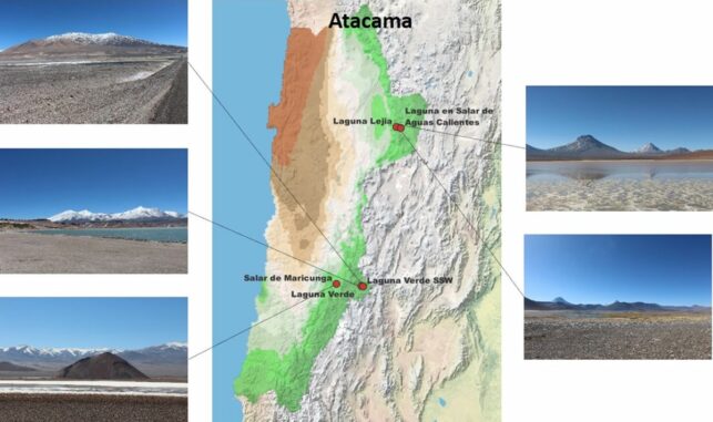 Standorte der fünf hochgelegenen Seen in der Altiplano-Hochebene, aus denen die untersuchten Proben entnommen wurden. (Credits: ACS / J. Proteome Res. 2024, 23, 3, 891-904) Standorte der fünf hochgelegenen Seen in der Altiplano-Hochebene, aus denen die untersuchten Proben entnommen wurden. (Credits: ACS / J. Proteome Res. 2024, 23, 3, 891-904)