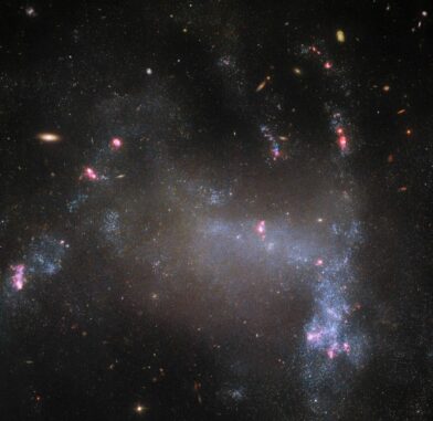 Hubble-Aufnahme der irregulären Galaxie UGC 5829. (Credits: ESA / Hubble & NASA, R. Tully, M. Messa) Hubble-Aufnahme der irregulären Galaxie UGC 5829. (Credits: ESA / Hubble & NASA, R. Tully, M. Messa)